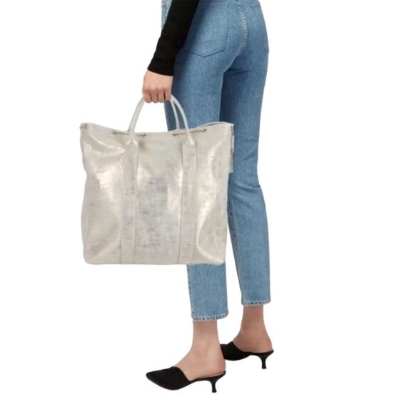 ATM NWT Anthony Thomas Melillo Metallic Nubuck Leather Tote in Beige Gold